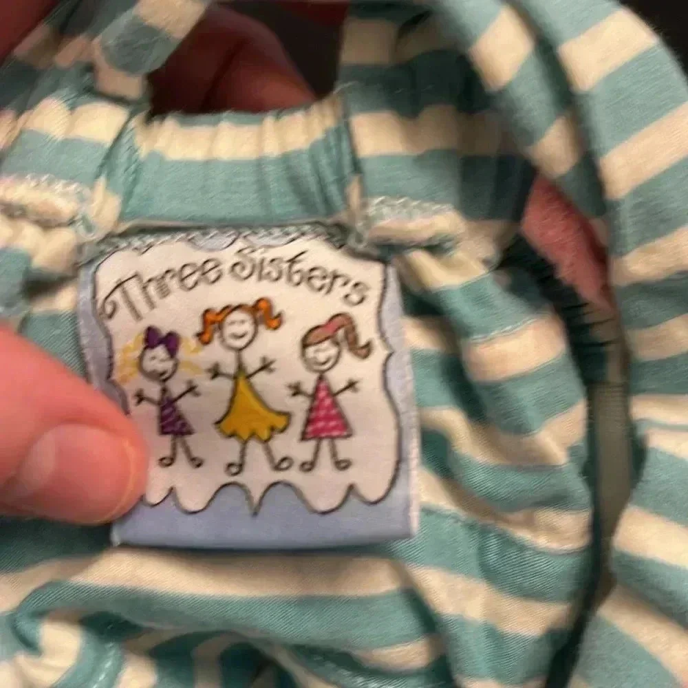 Three Sisters pig smocked striped romper size Newborn